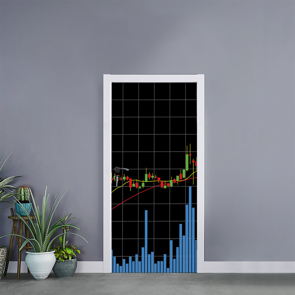 Candlestick Stock Graph Chart Print Door Sticker