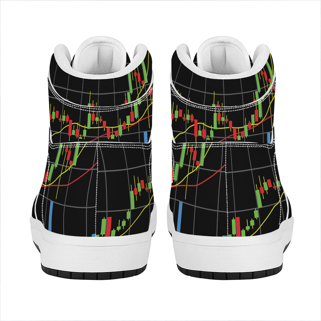 Candlestick Stock Graph Chart Print High Top Leather Sneakers