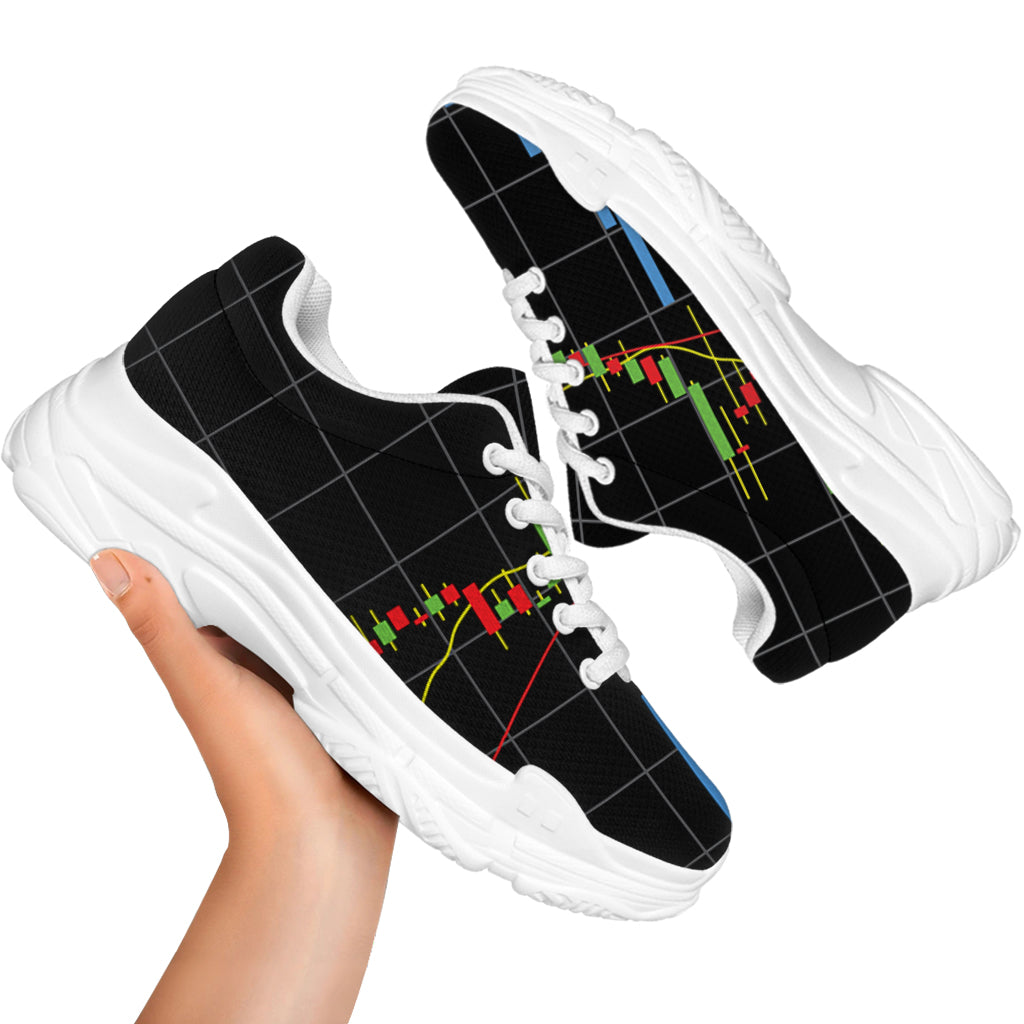 Candlestick Stock Graph Chart Print White Chunky Shoes