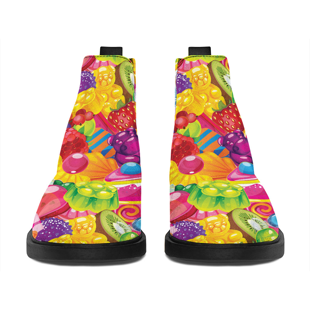 Candy And Jelly Pattern Print Flat Ankle Boots