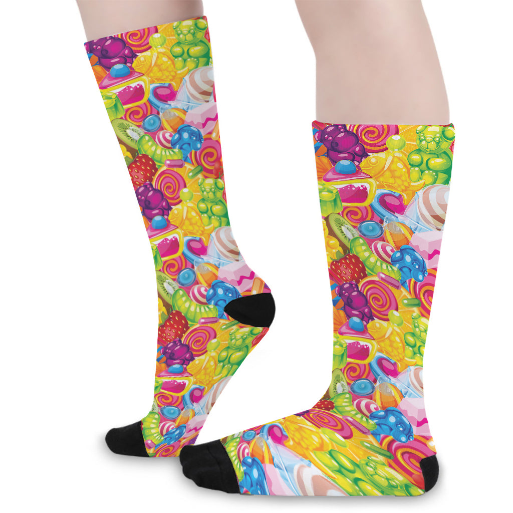 Candy And Jelly Pattern Print Long Socks
