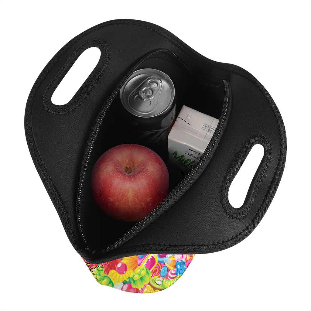 Candy And Jelly Pattern Print Neoprene Lunch Bag