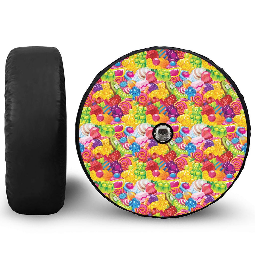 Candy And Jelly Pattern Print Tire Cover With Camera Hole