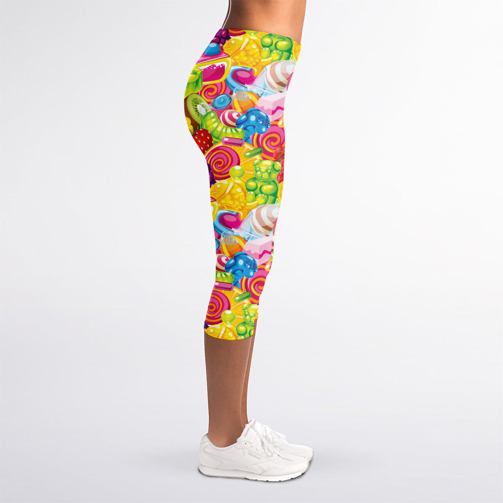 Candy And Jelly Pattern Print Women's Capri Leggings