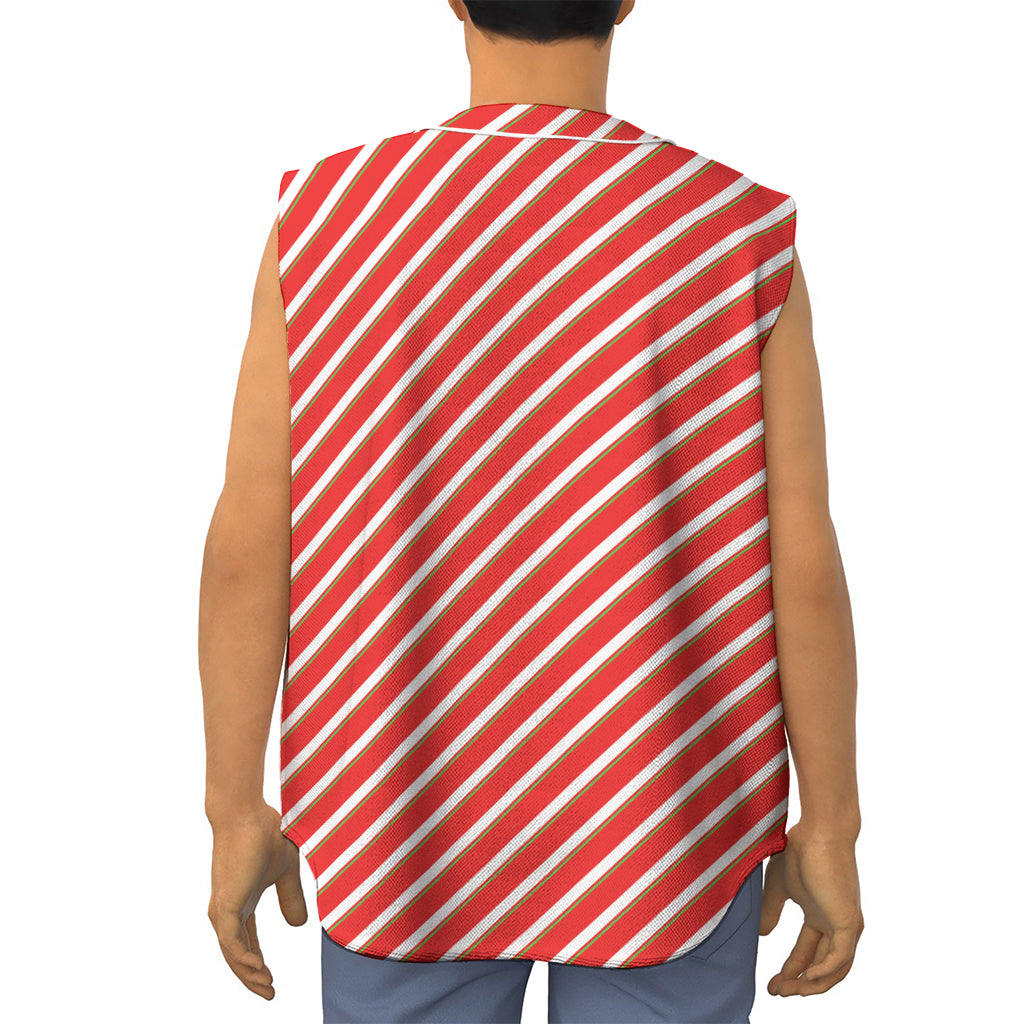 Candy Cane Stripe Pattern Print Sleeveless Baseball Jersey