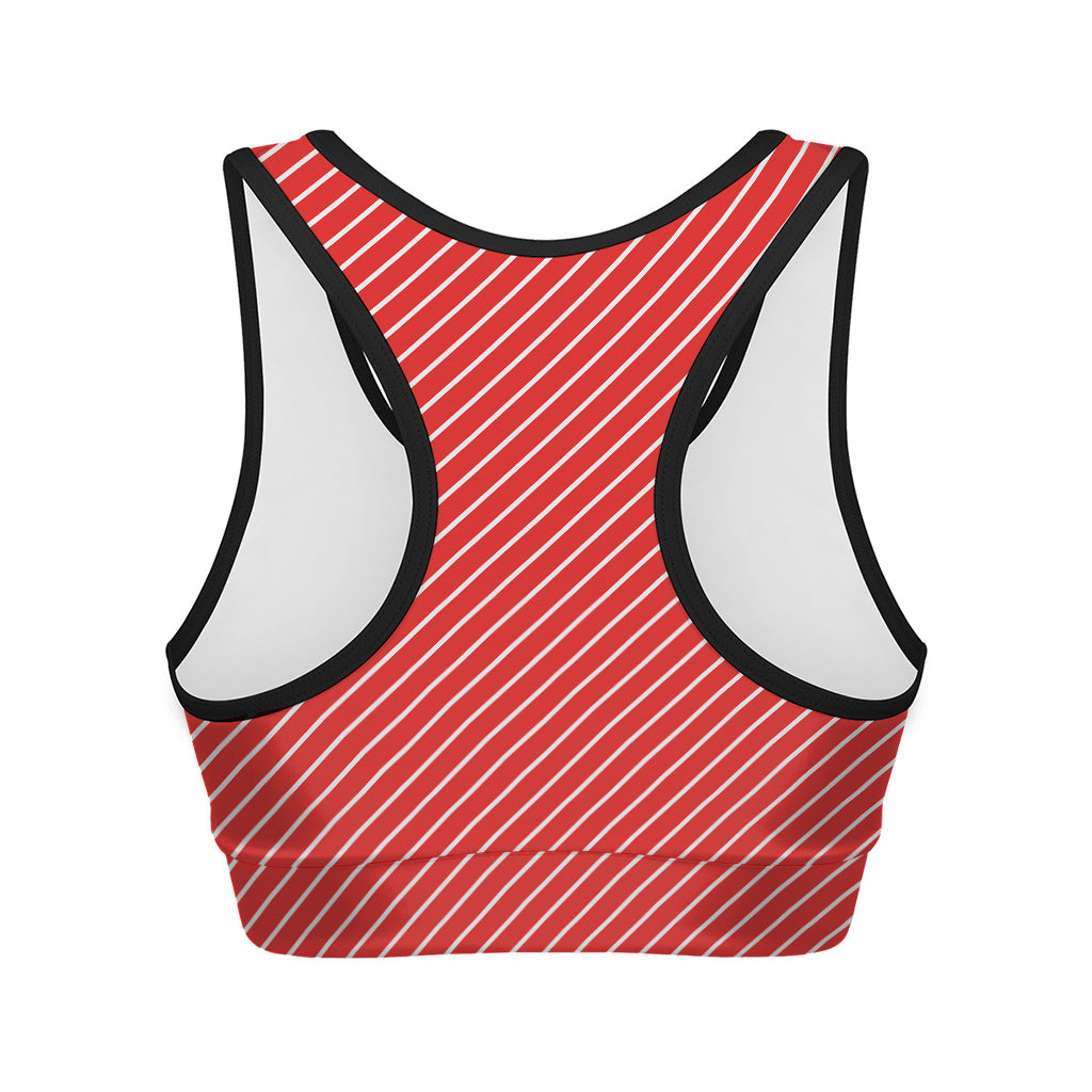 Candy Cane Striped Pattern Print Women's Sports Bra