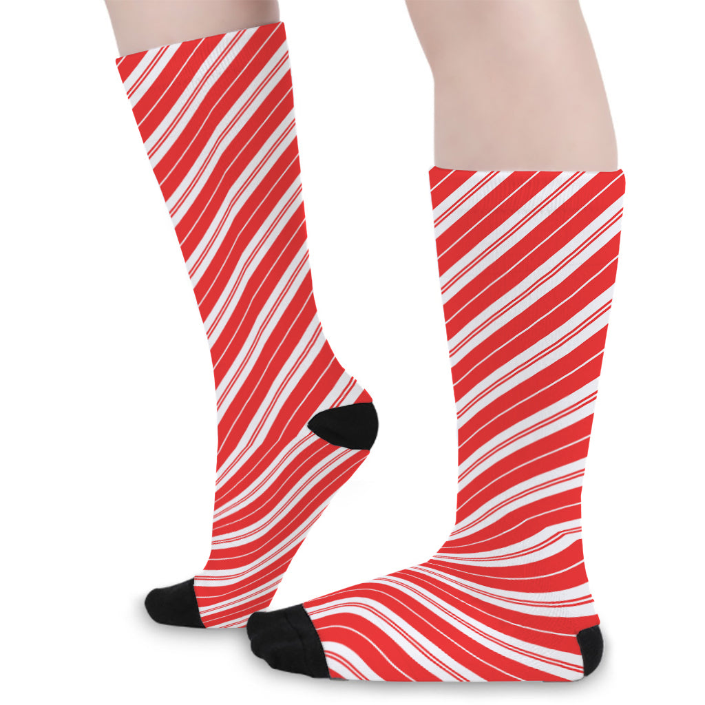 Candy Cane Stripes Pattern Print Long Socks