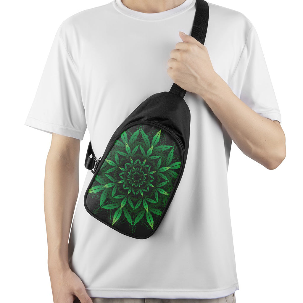 Cannabis Leaf Mandala Print Chest Bag