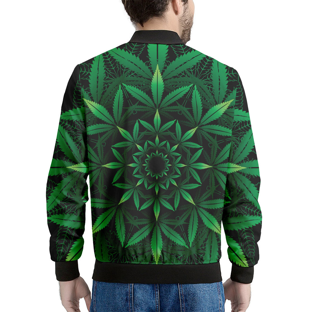 Cannabis Leaf Mandala Print Men's Bomber Jacket