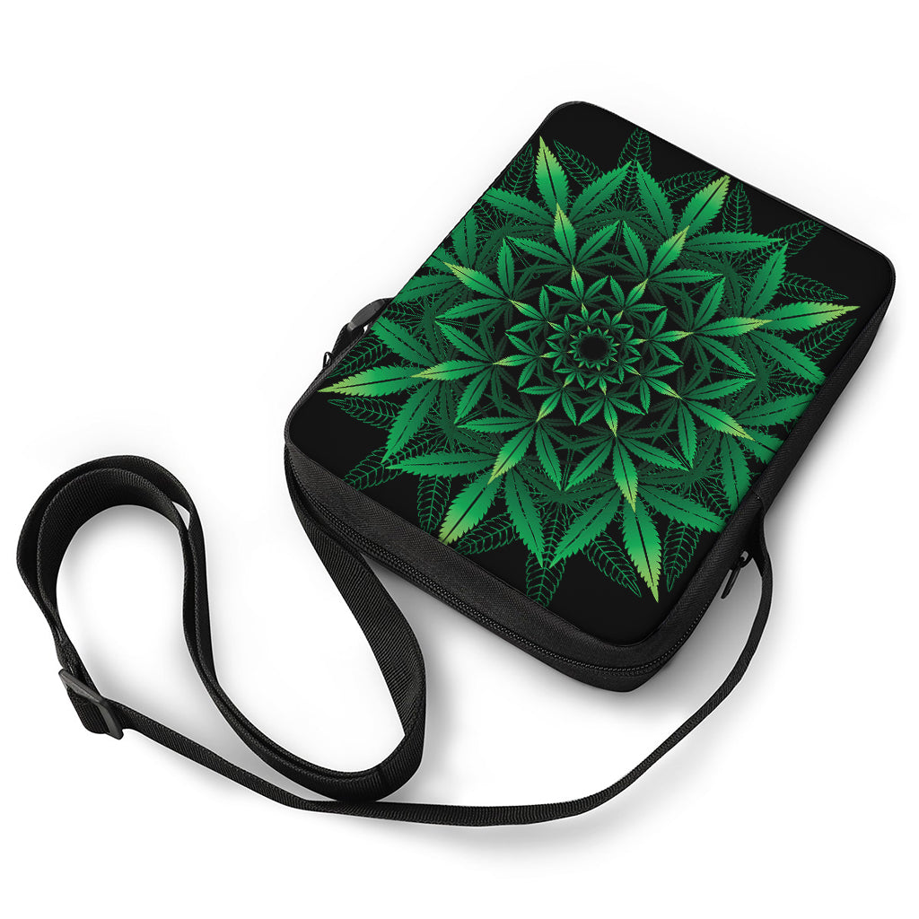 Cannabis Leaf Mandala Print Rectangular Crossbody Bag