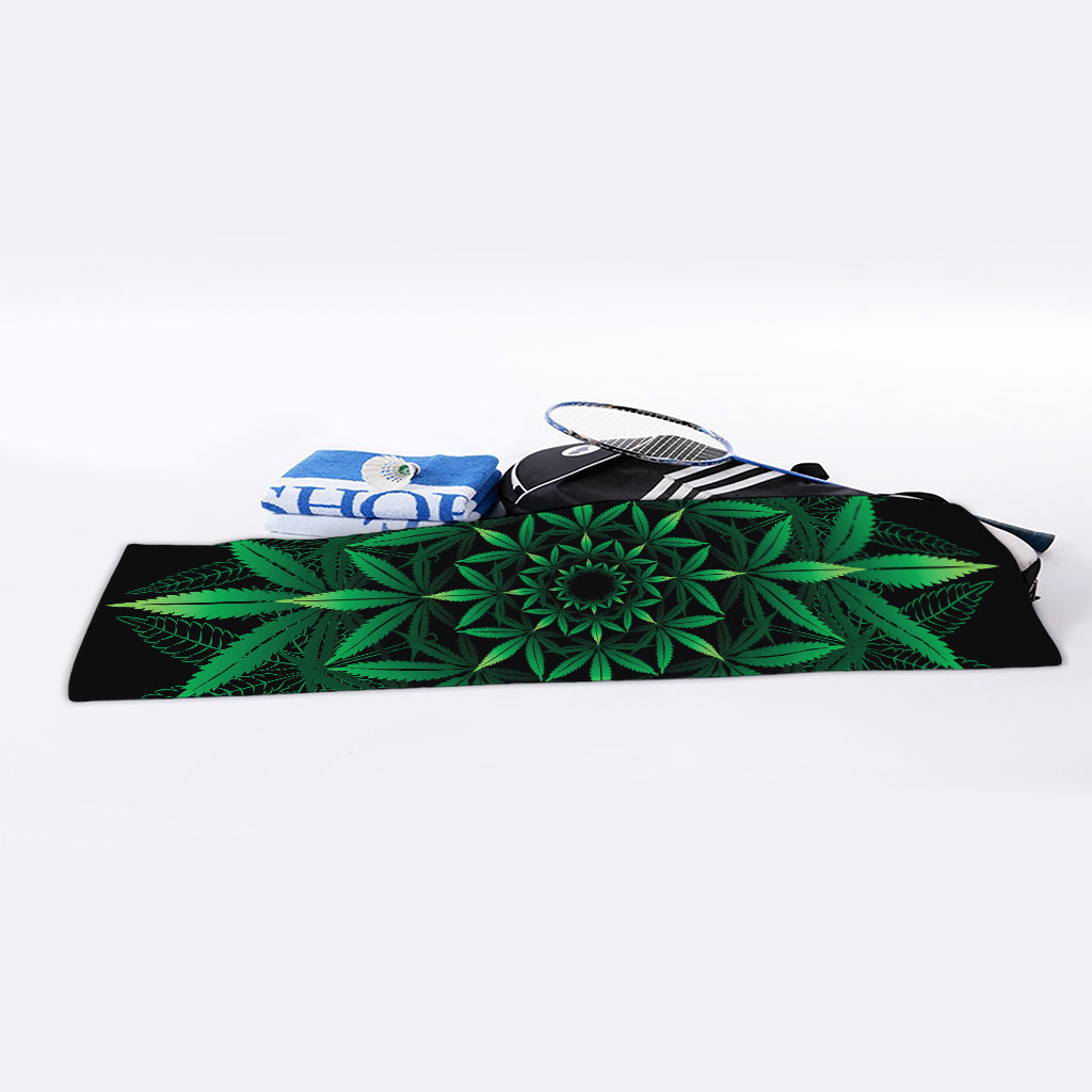 Cannabis Leaf Mandala Print Sports Towel