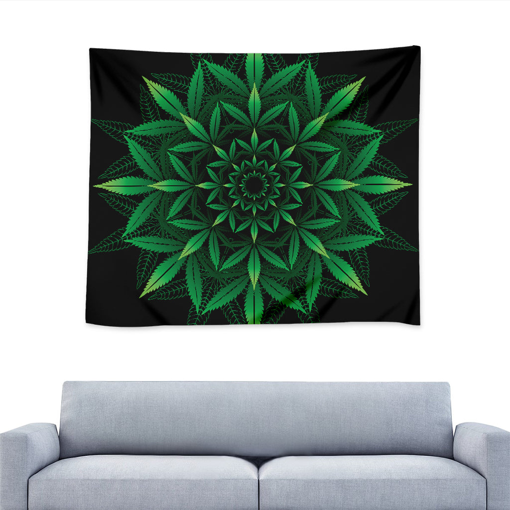 Cannabis Leaf Mandala Print Tapestry