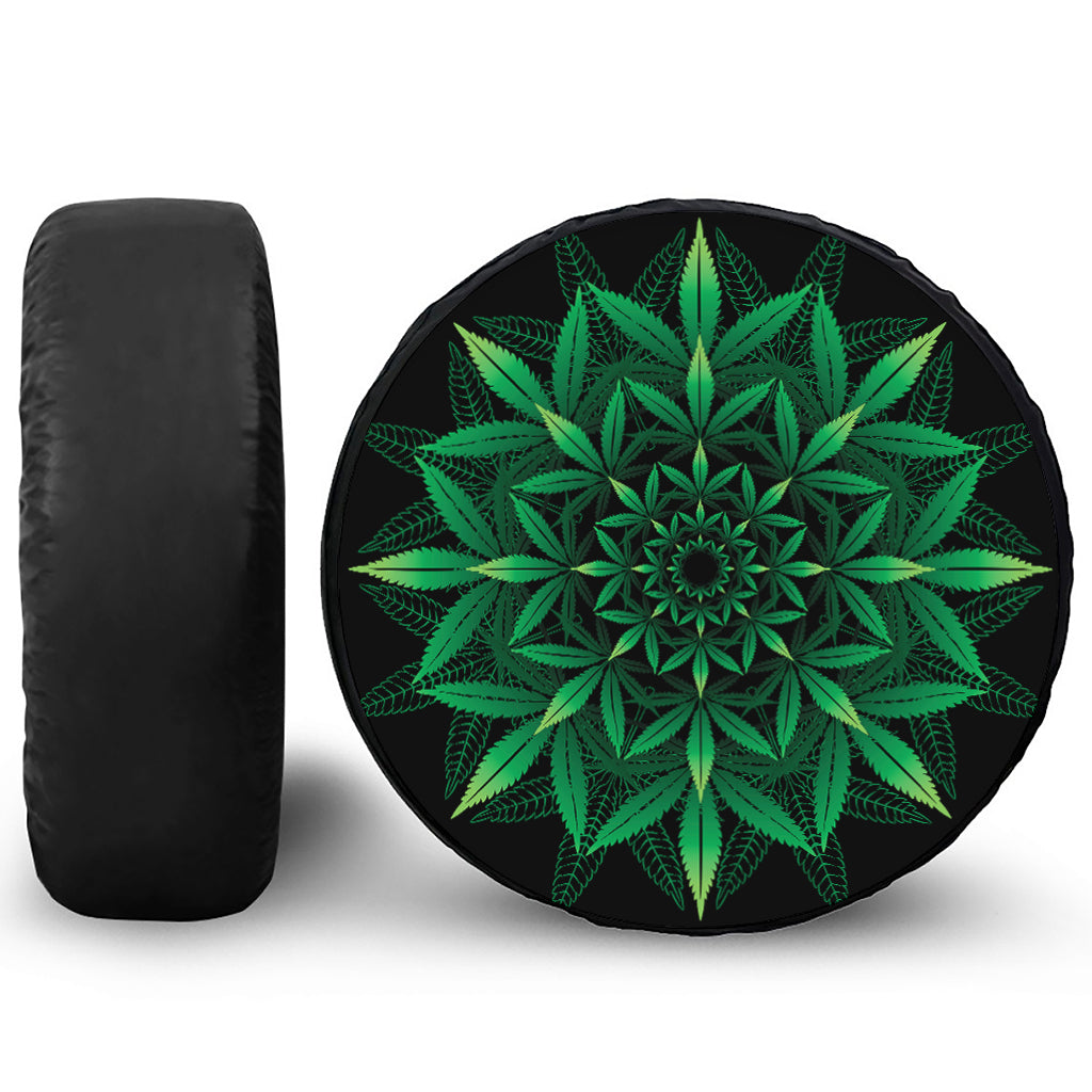 Cannabis Leaf Mandala Print Tire Cover