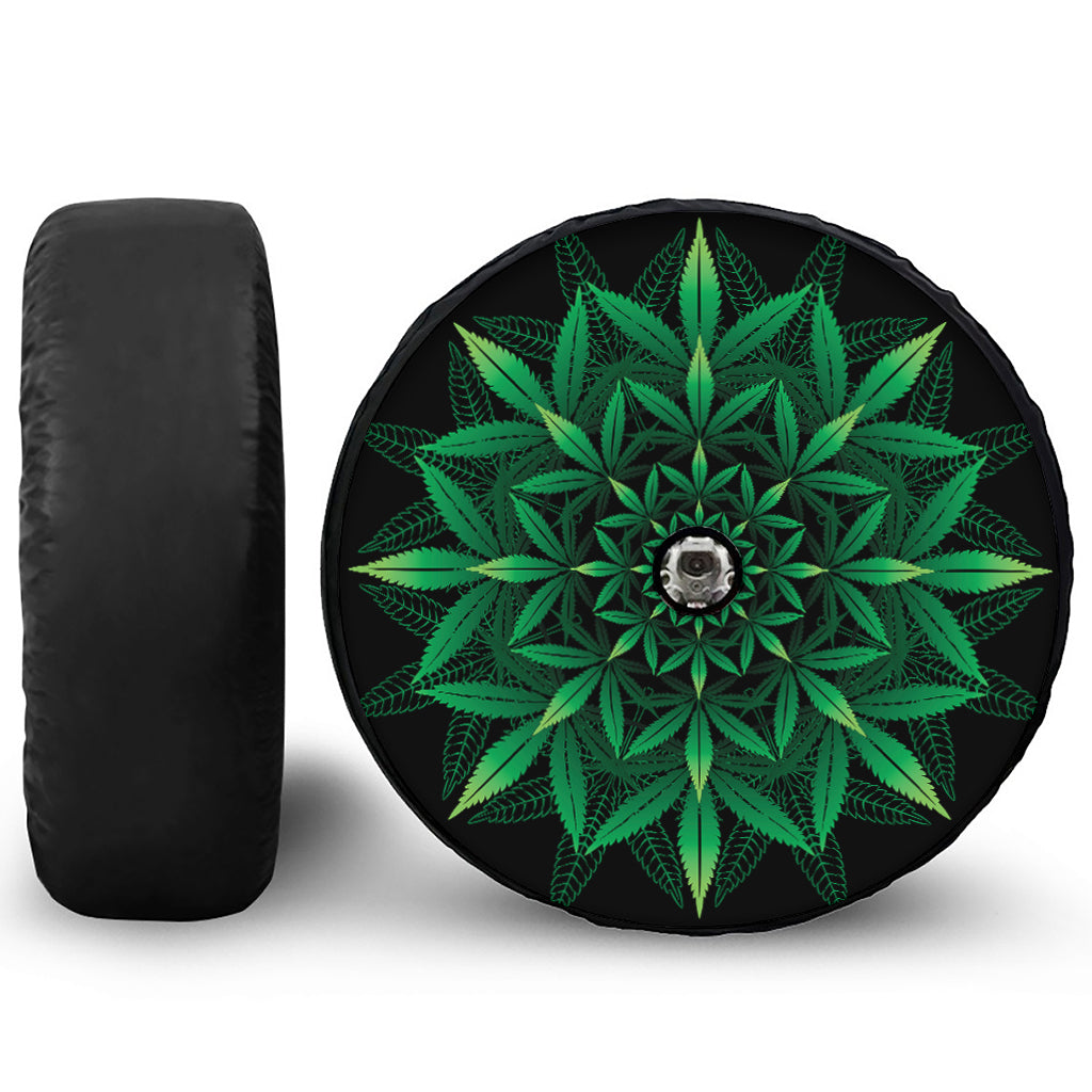 Cannabis Leaf Mandala Print Tire Cover With Camera Hole