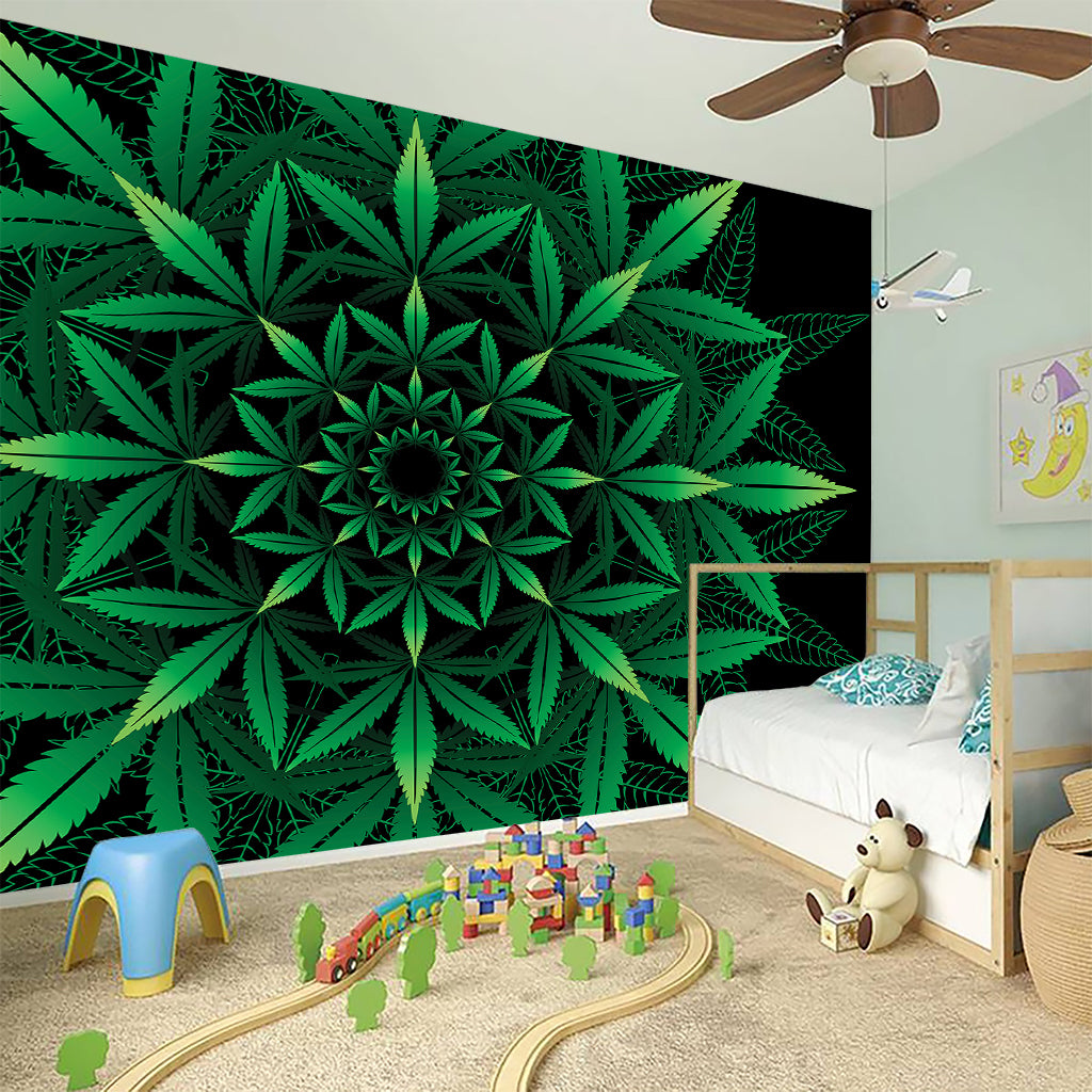 Cannabis Leaf Mandala Print Wall Sticker
