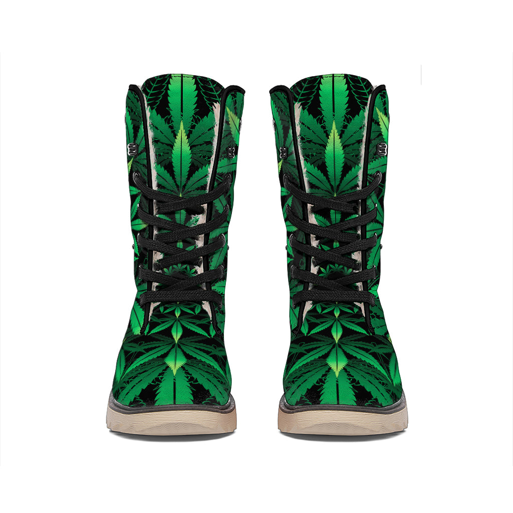 Cannabis Leaf Mandala Print Winter Boots