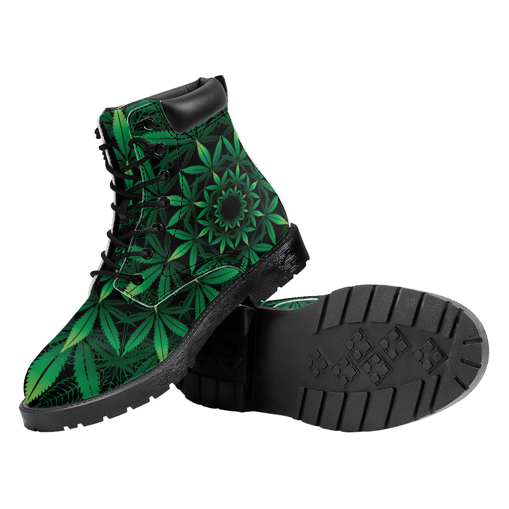 Cannabis Leaf Mandala Print Work Boots