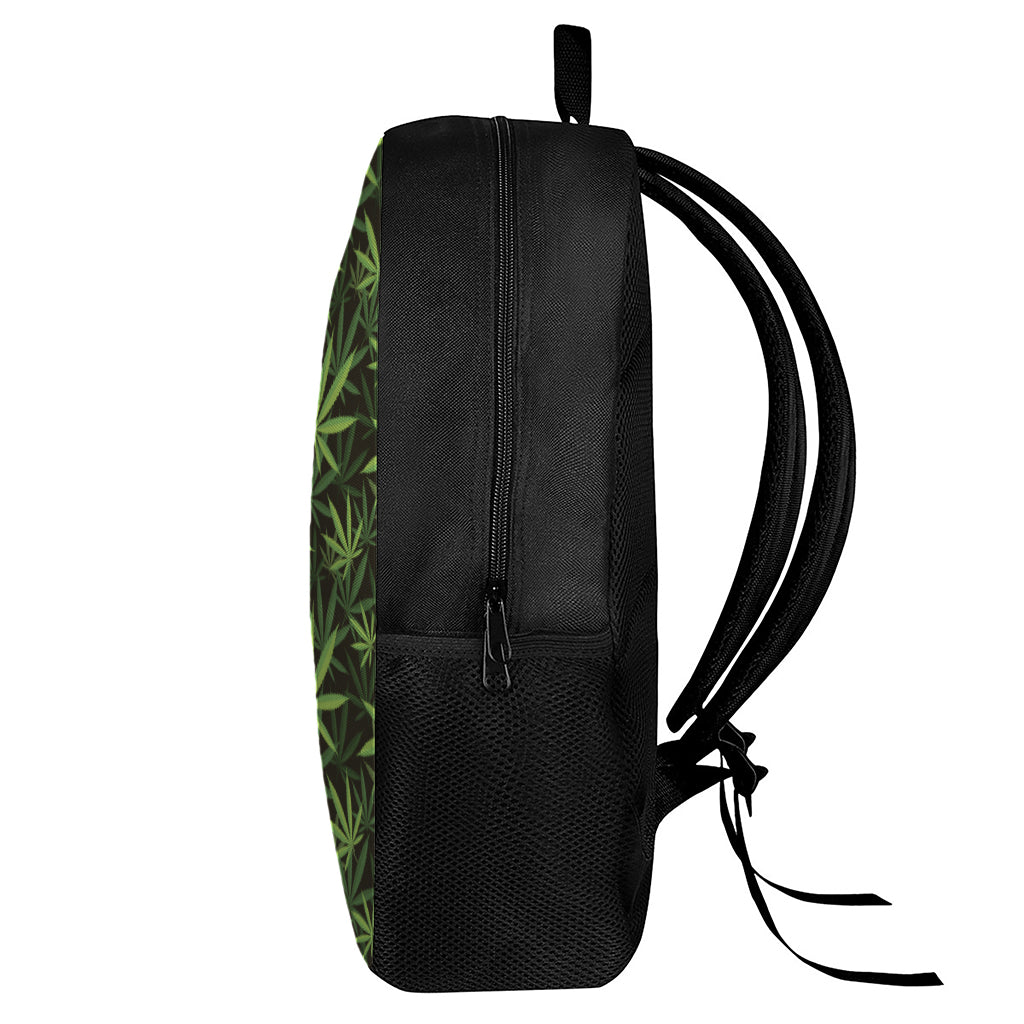 Cannabis Leaves Pattern Print 17 Inch Backpack