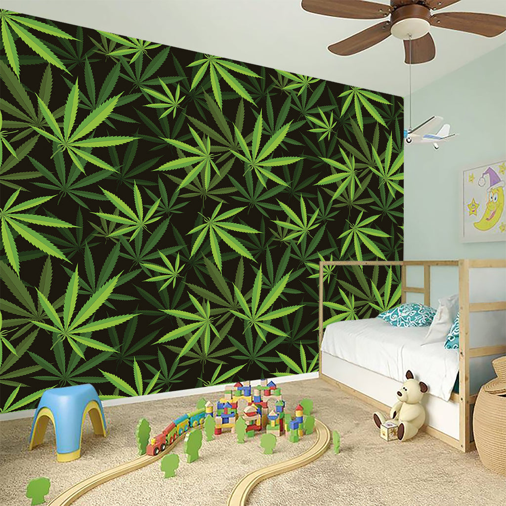 Cannabis Leaves Pattern Print Wall Sticker