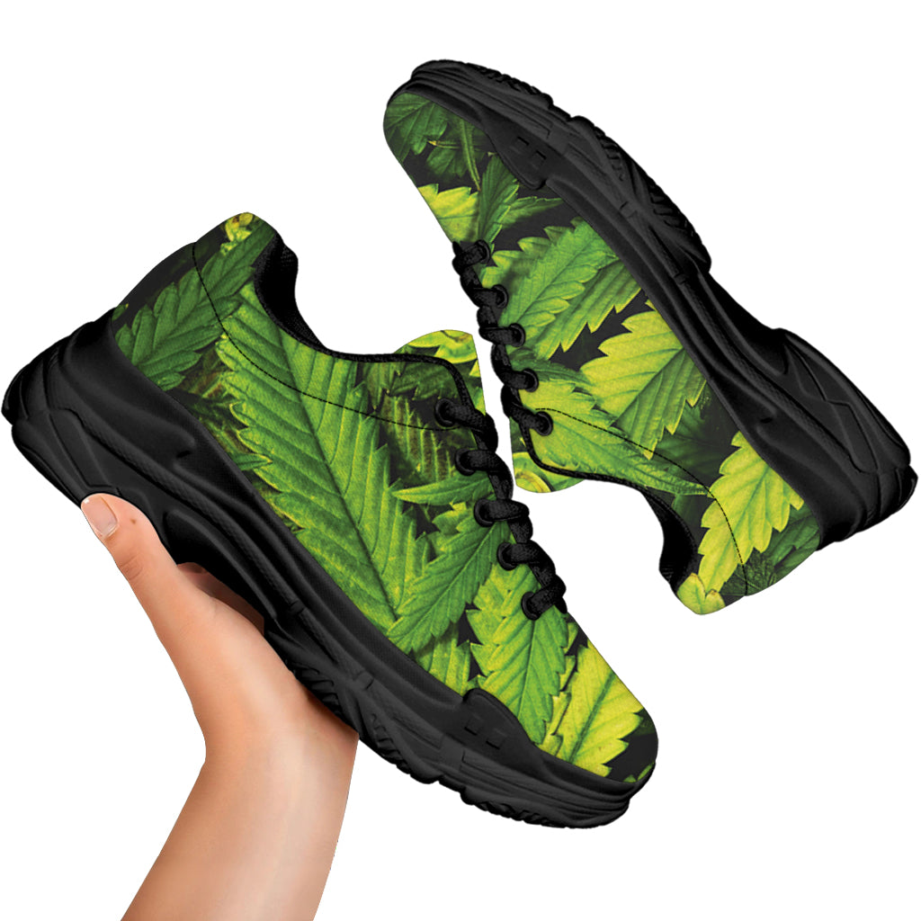 Cannabis Print Black Chunky Shoes