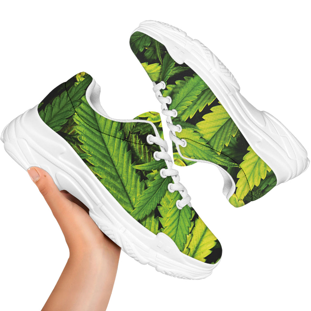 Cannabis Print White Chunky Shoes
