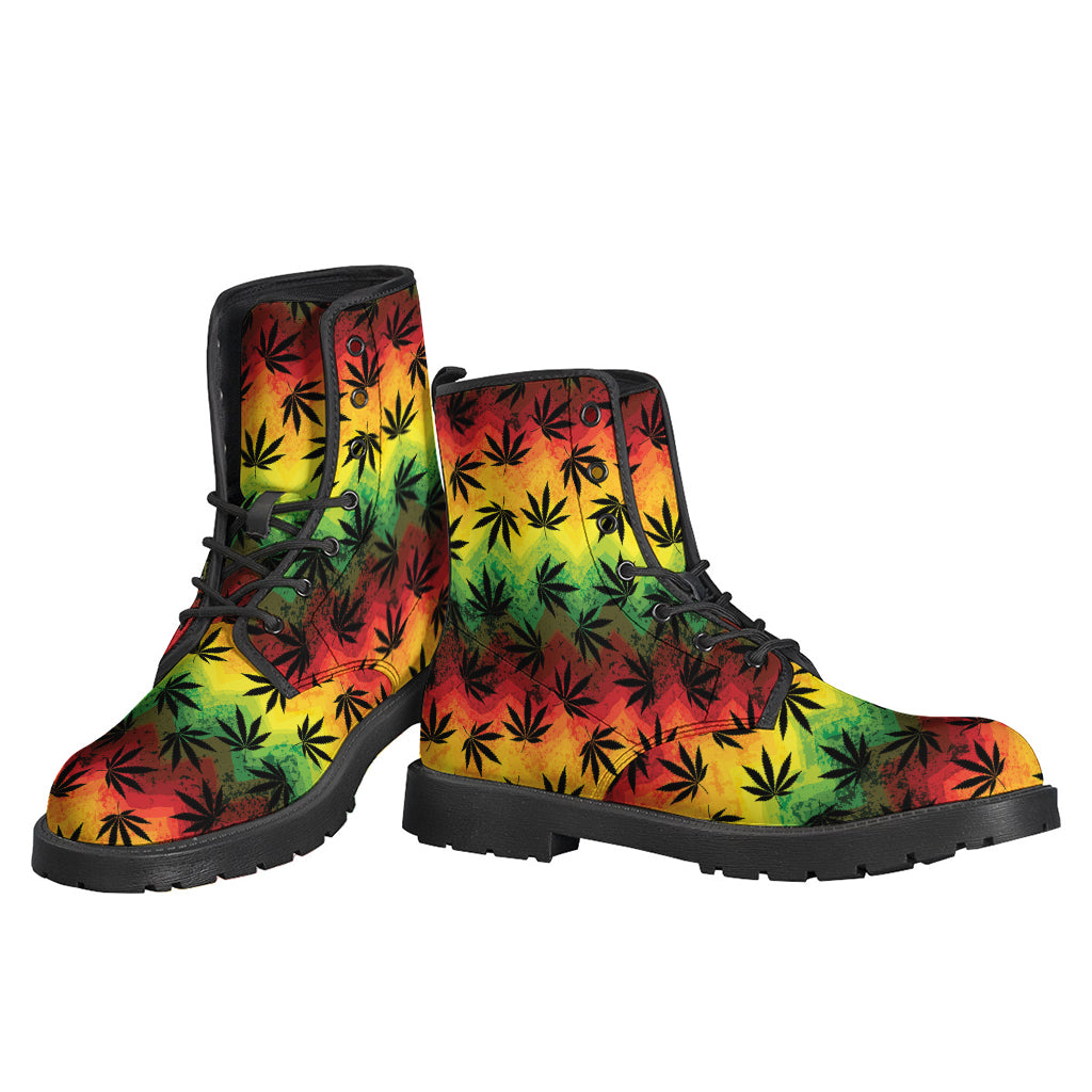 Cannabis Rasta Pattern Print Backpack