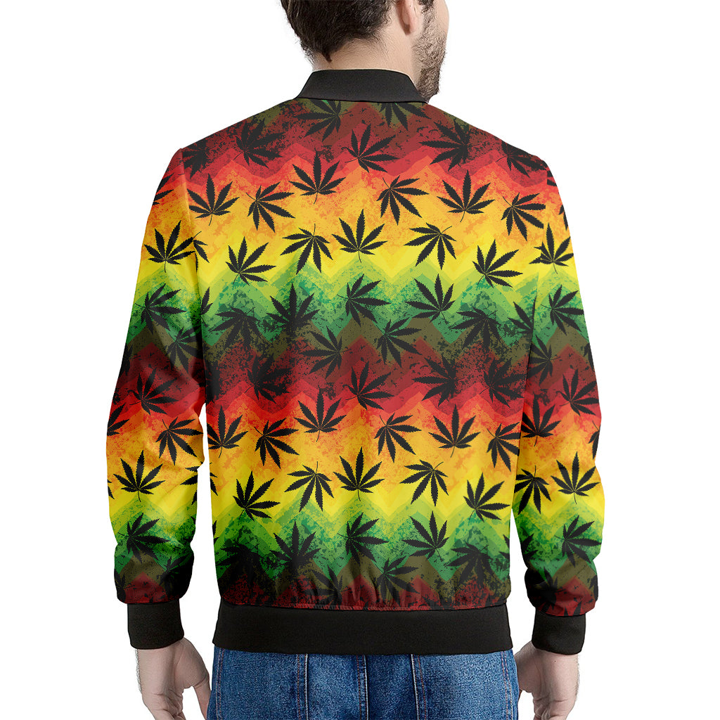 Cannabis Rasta Pattern Print Men's Bomber Jacket