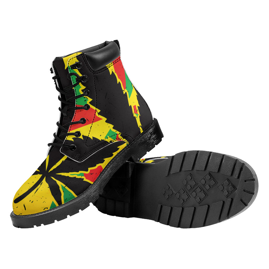 Cannabis Rasta Print Work Boots