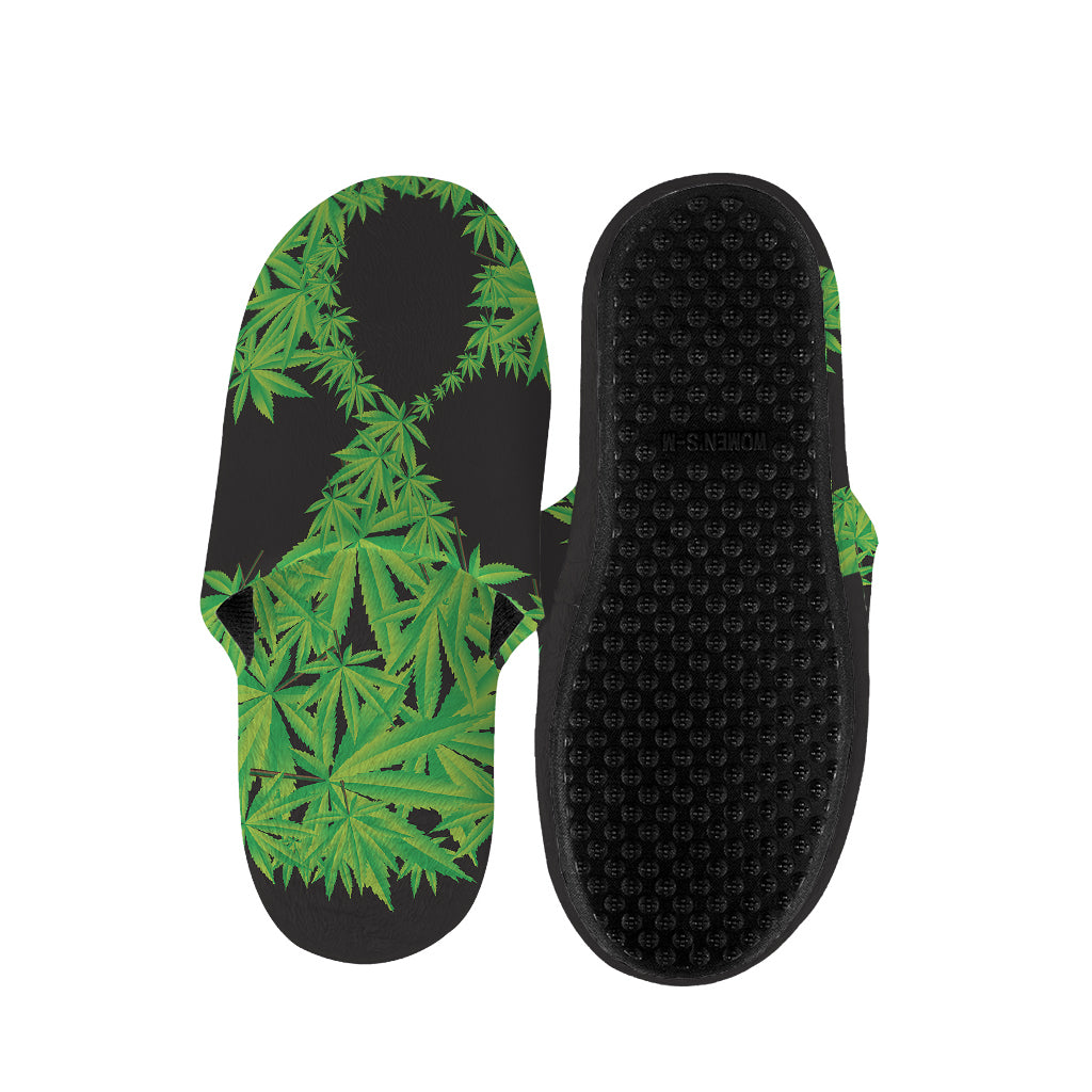 Cannabis Skull Print Slippers