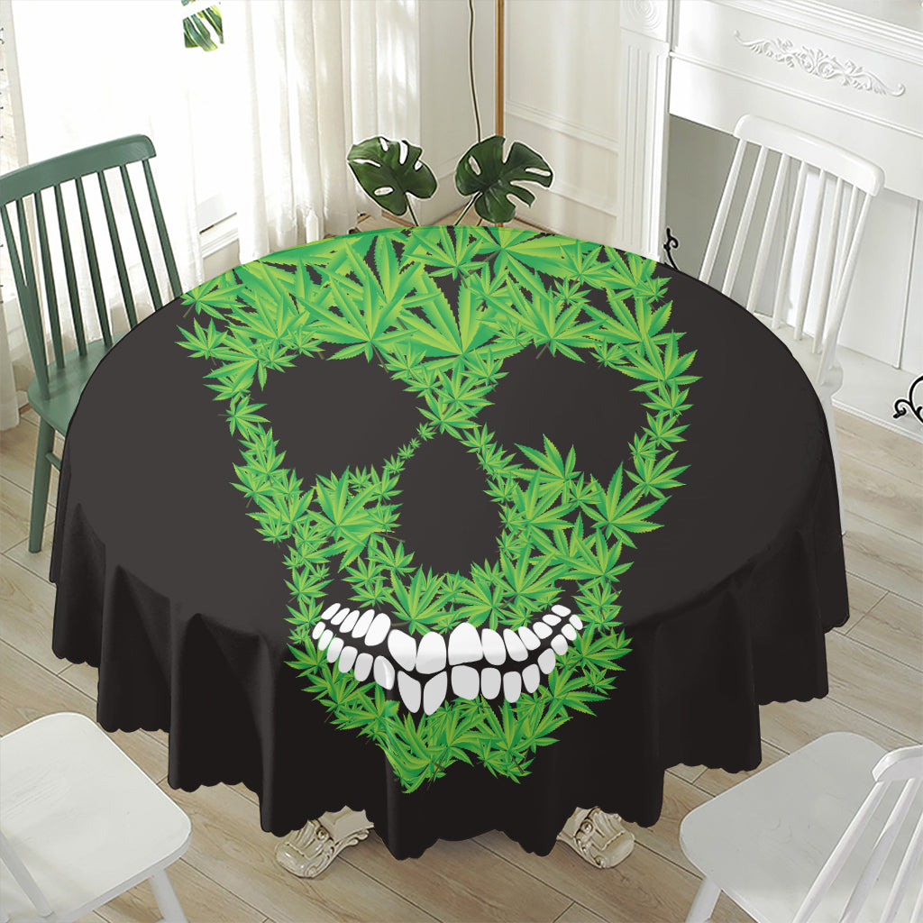 Cannabis Skull Print Waterproof Round Tablecloth