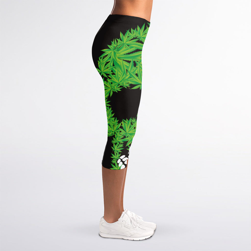 Cannabis Skull Print Women's Capri Leggings