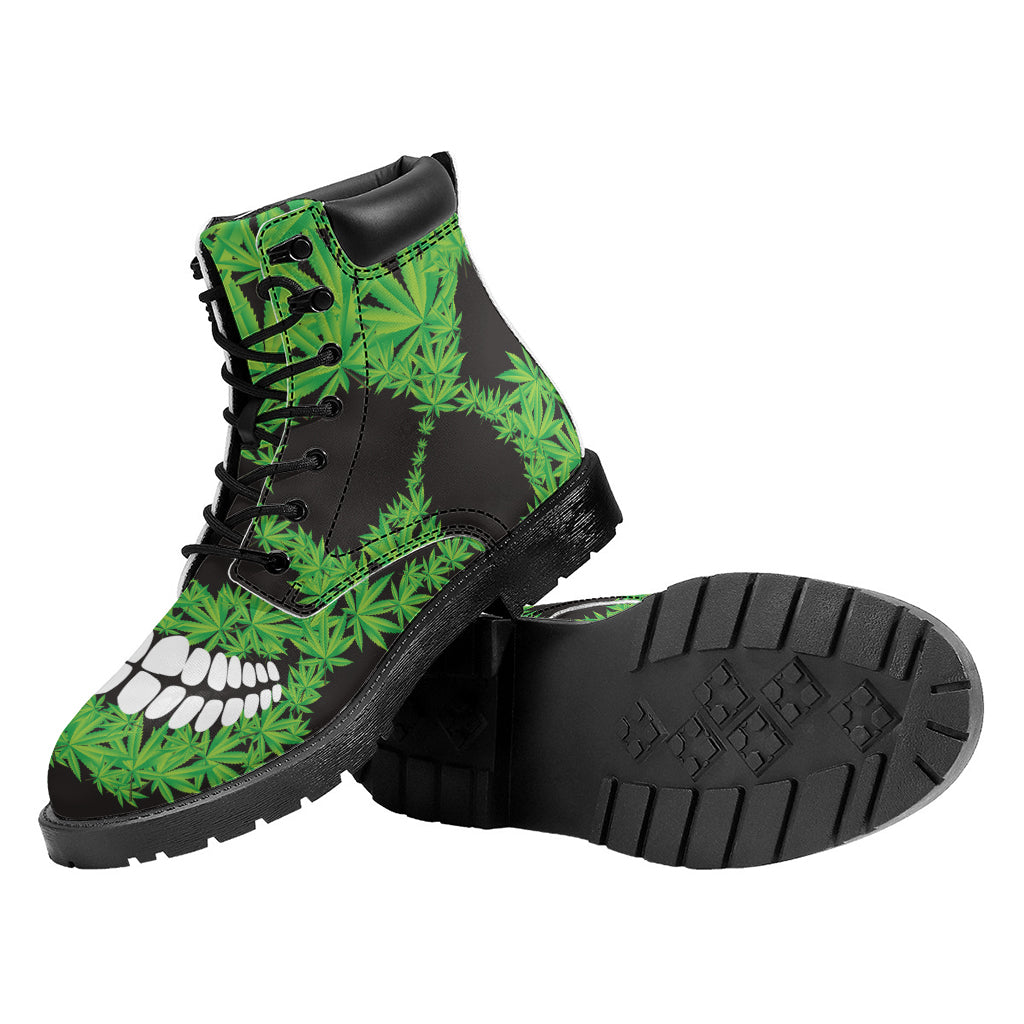 Cannabis Skull Print Work Boots