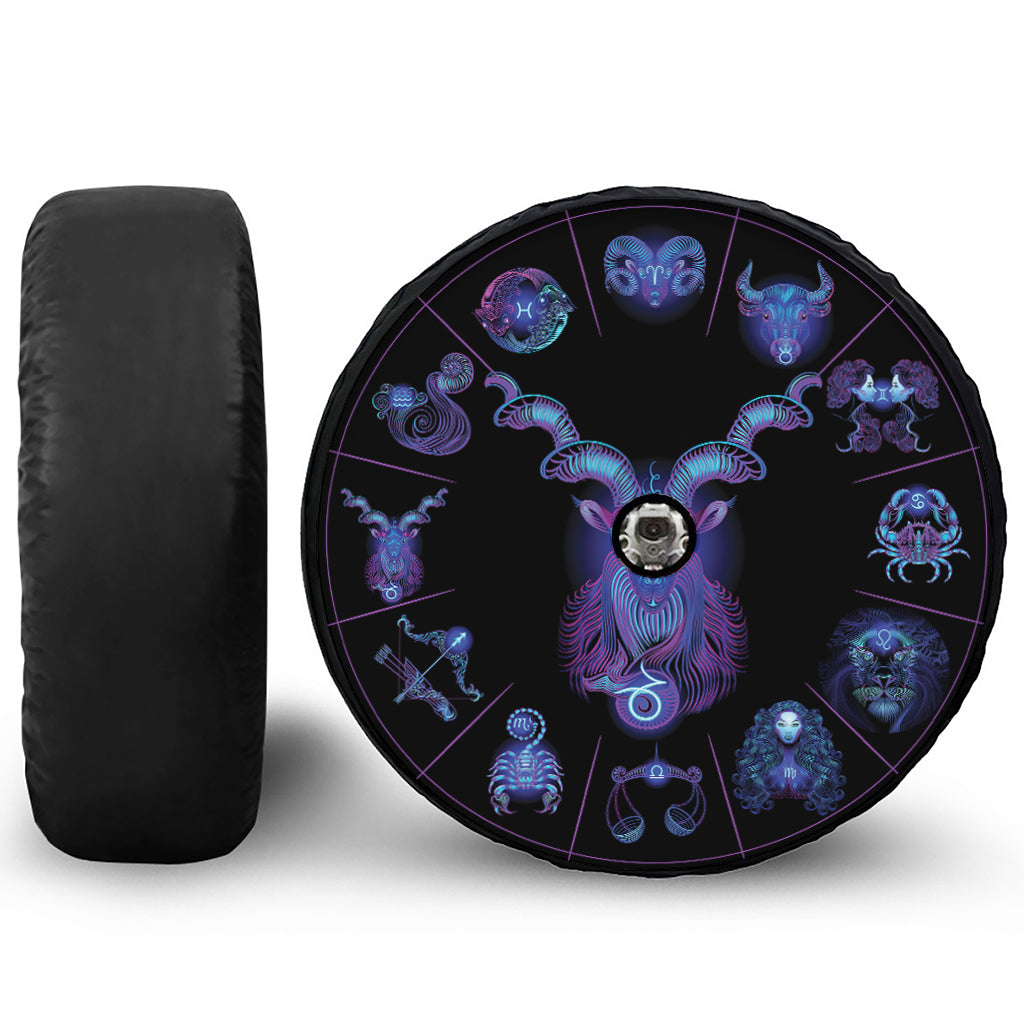 Capricorn And Astrological Signs Print Tire Cover With Camera Hole