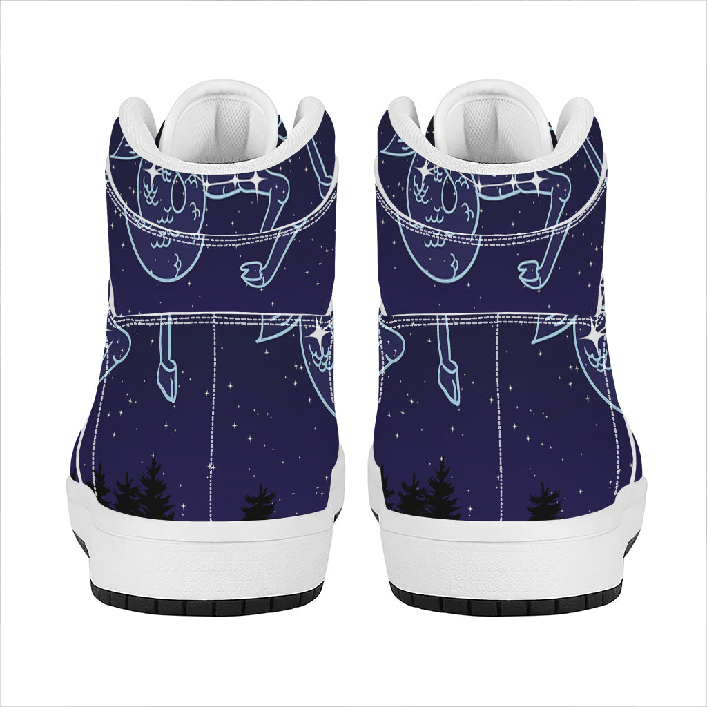 Capricorn Constellation Print High Top Leather Sneakers