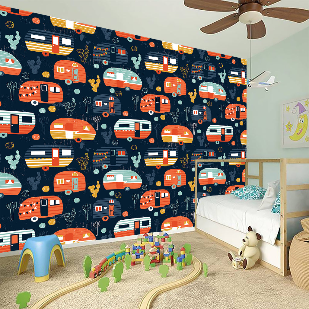 Caravan Camping Pattern Print Wall Sticker