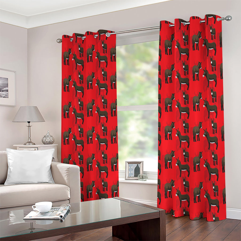 Cartoon Balearic Donkey Pattern Print Extra Wide Grommet Curtains