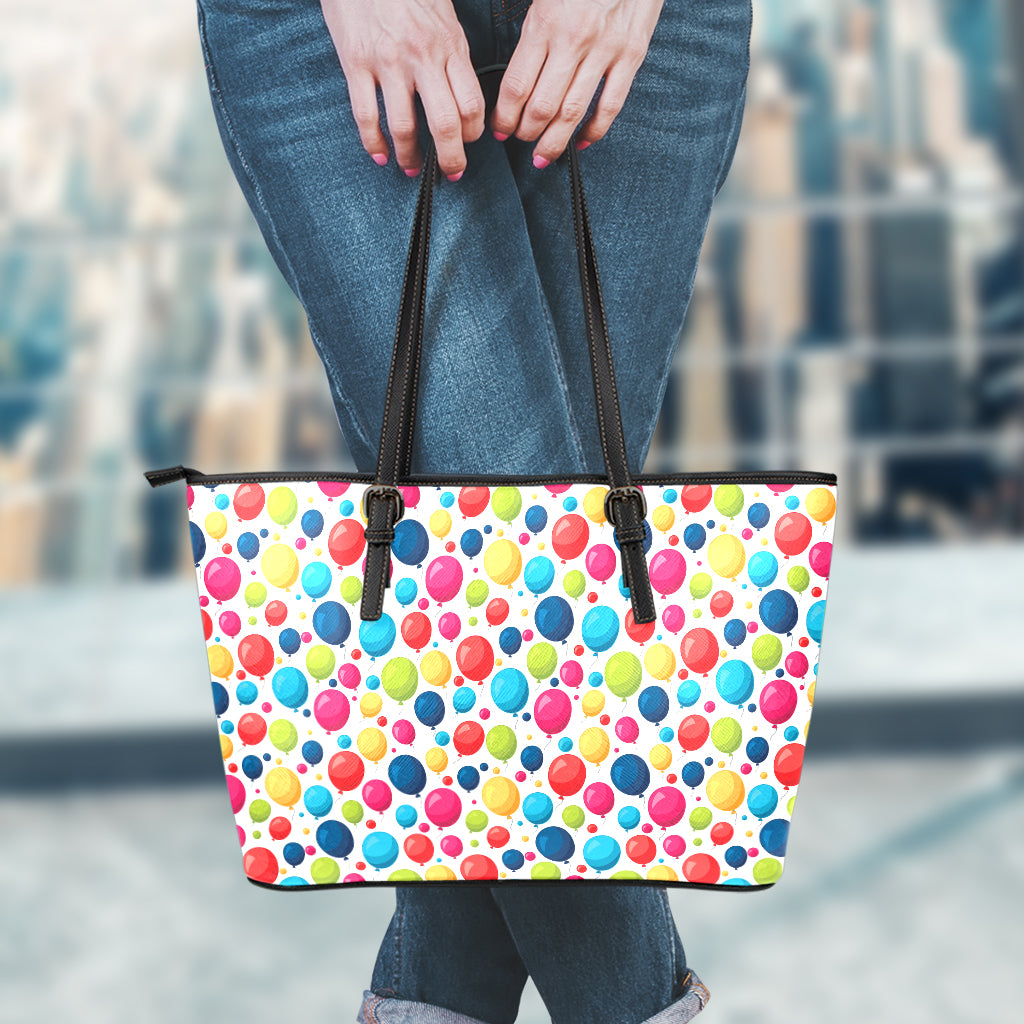 Cartoon Balloon Pattern Print Leather Tote Bag