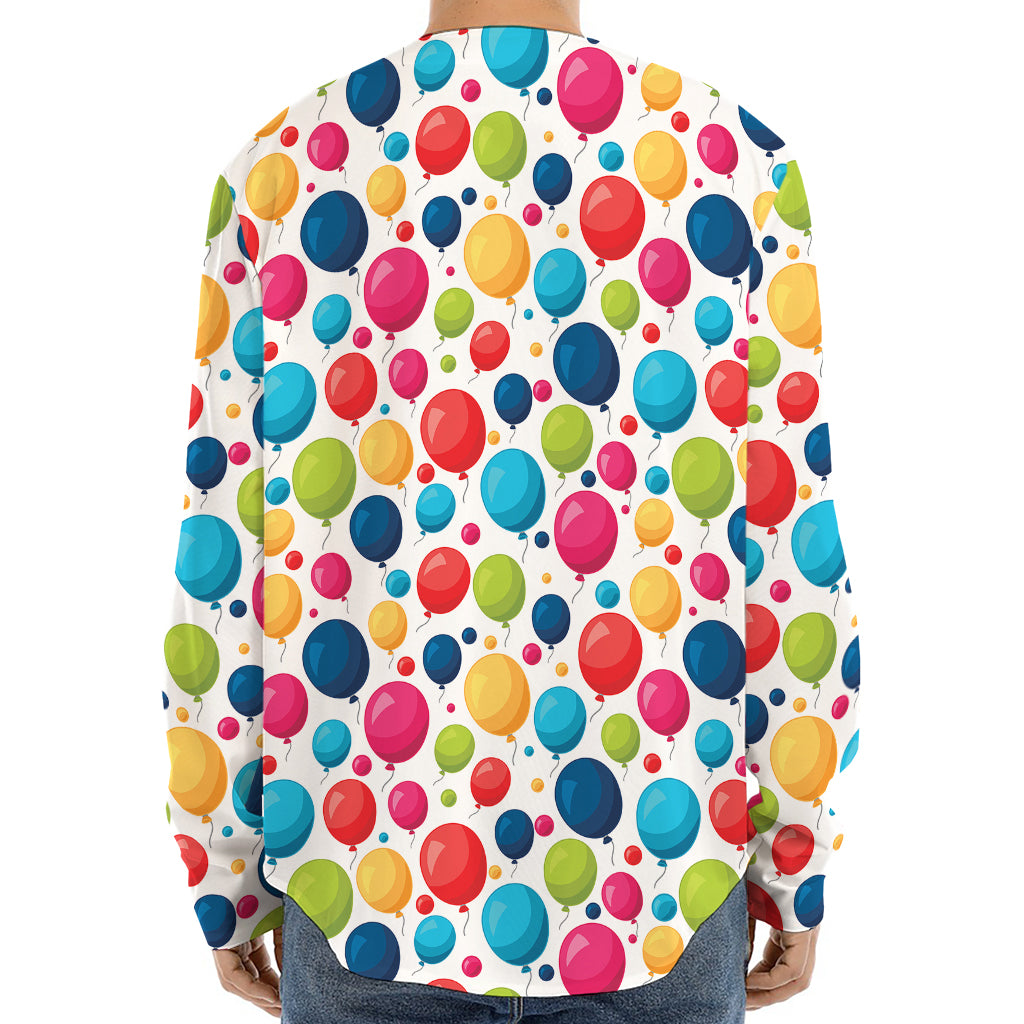 Cartoon Balloon Pattern Print Long Sleeve Baseball Jersey