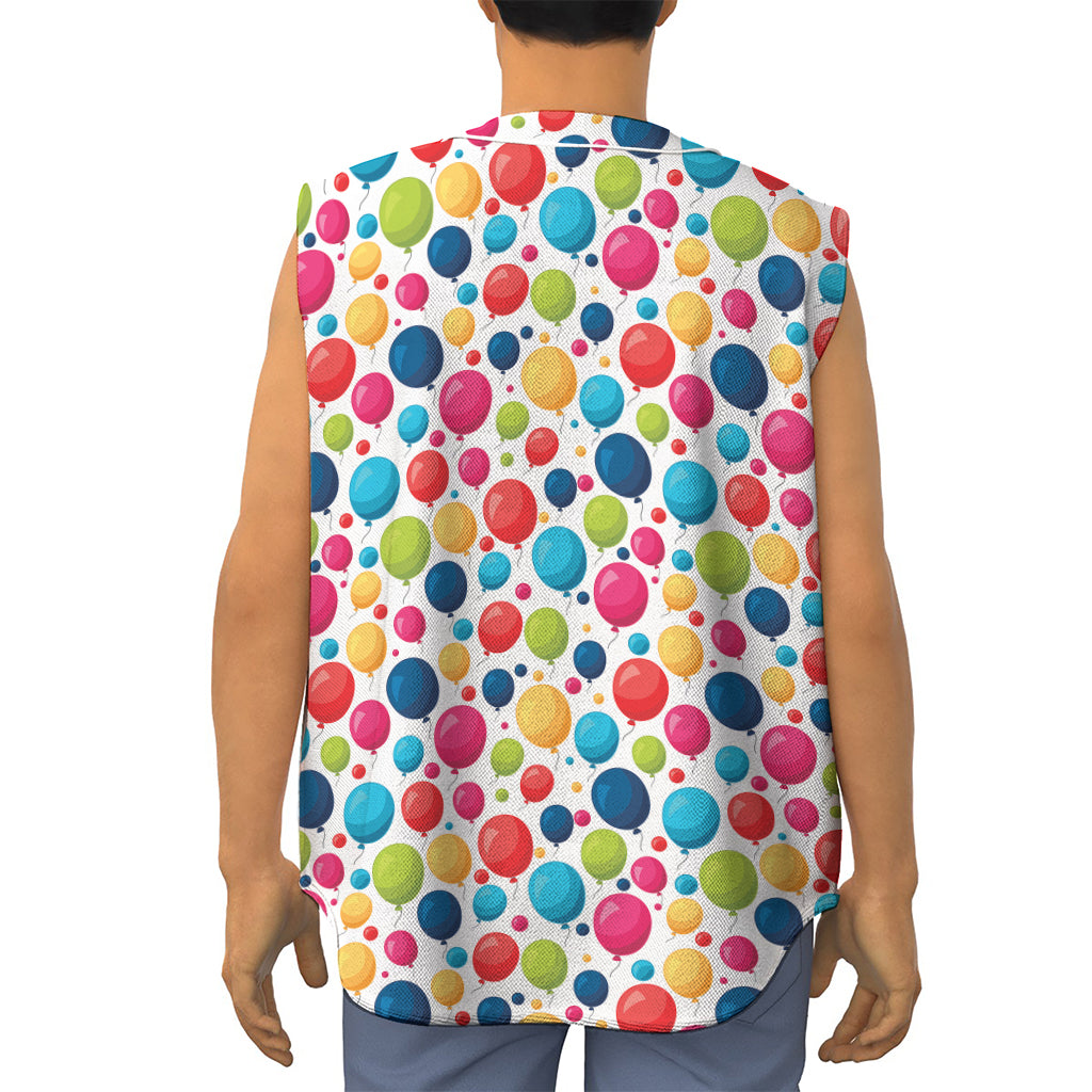 Cartoon Balloon Pattern Print Sleeveless Baseball Jersey