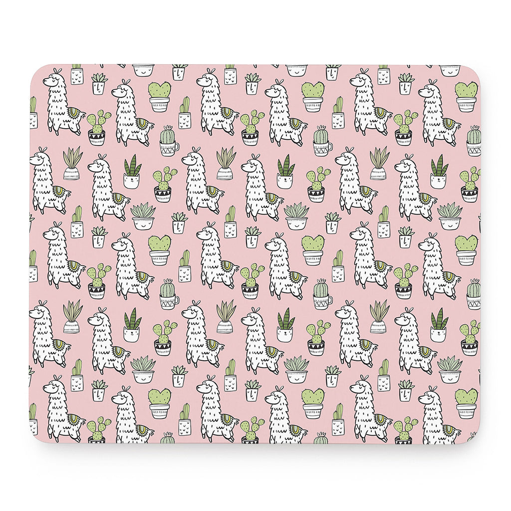 Cartoon Cactus And Llama Pattern Print Mouse Pad