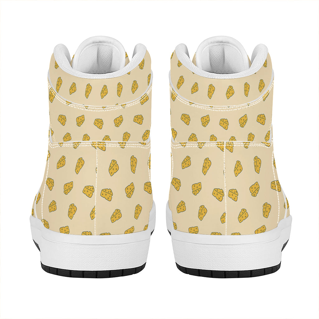 Cartoon Cheese Pattern Print High Top Leather Sneakers
