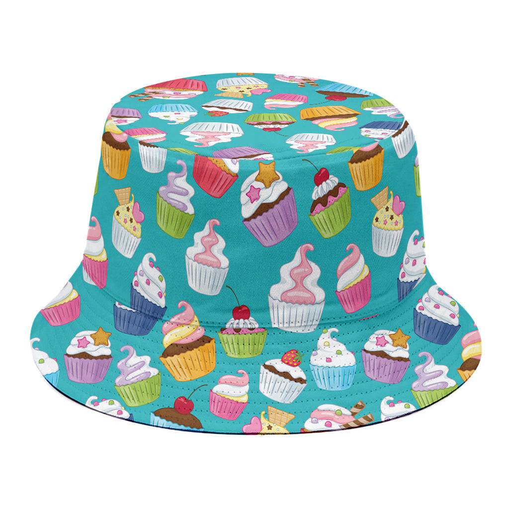 Cartoon Cupcake Pattern Print Bucket Hat