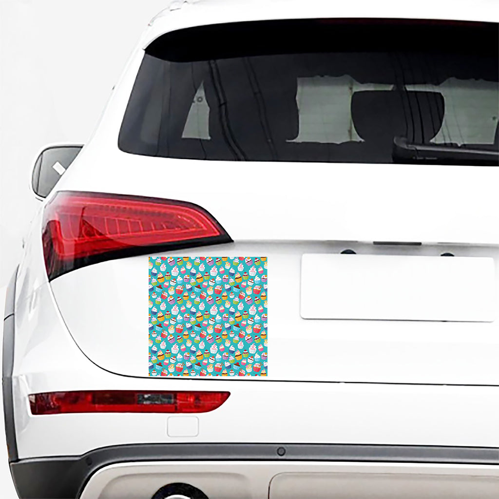Cartoon Cupcake Pattern Print Car Sticker