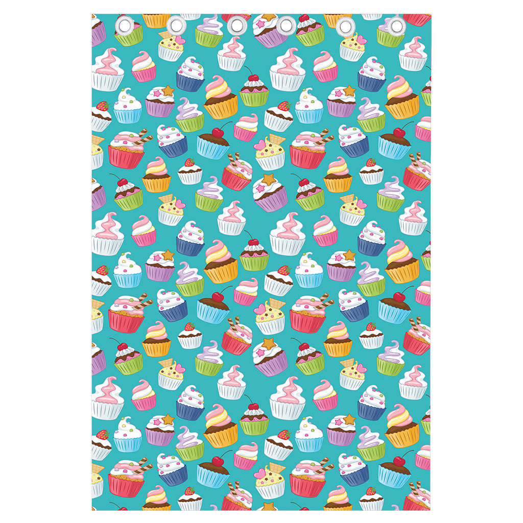 Cartoon Cupcake Pattern Print Curtain