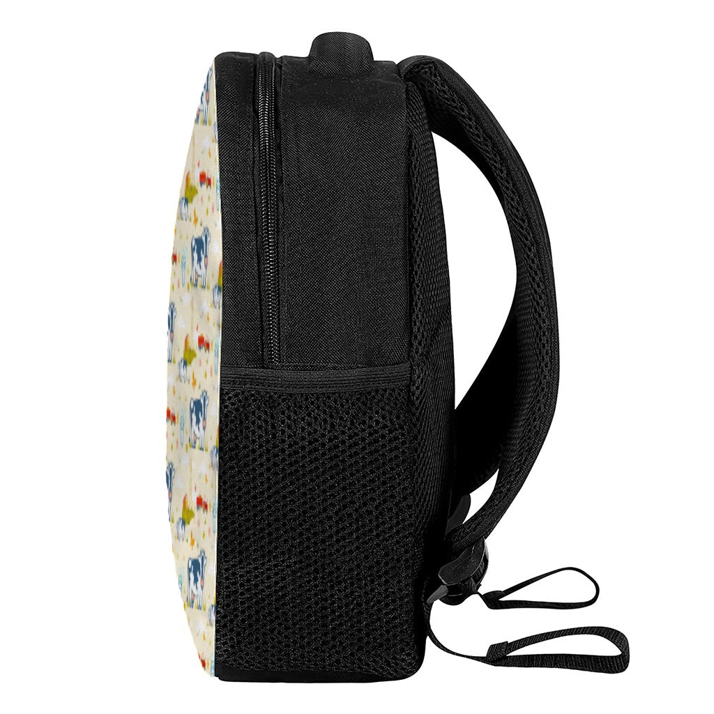 Cartoon Dairy Cow Farm Pattern Print Casual Backpack