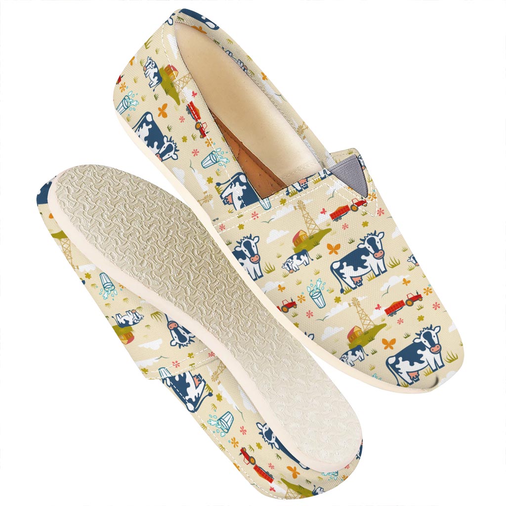 Cartoon Dairy Cow Farm Pattern Print Casual Shoes