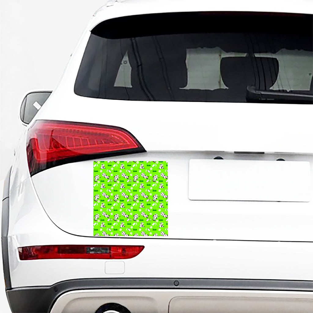 Cartoon Daisy And Cow Pattern Print Car Sticker
