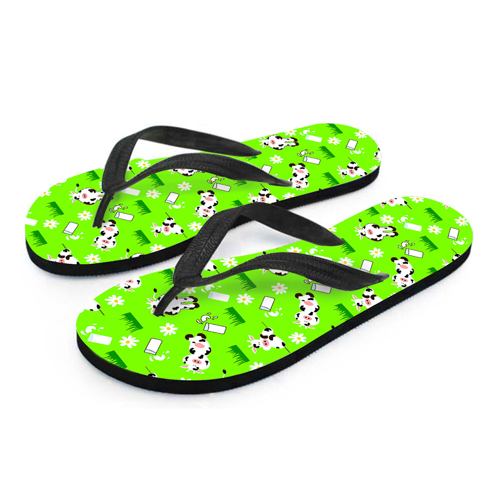Cartoon Daisy And Cow Pattern Print Flip Flops