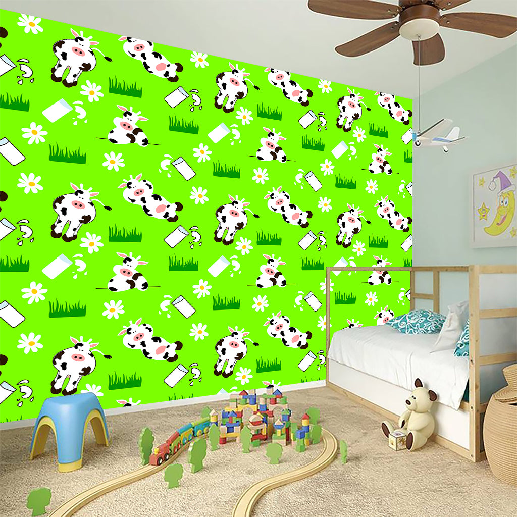 Cartoon Daisy And Cow Pattern Print Wall Sticker