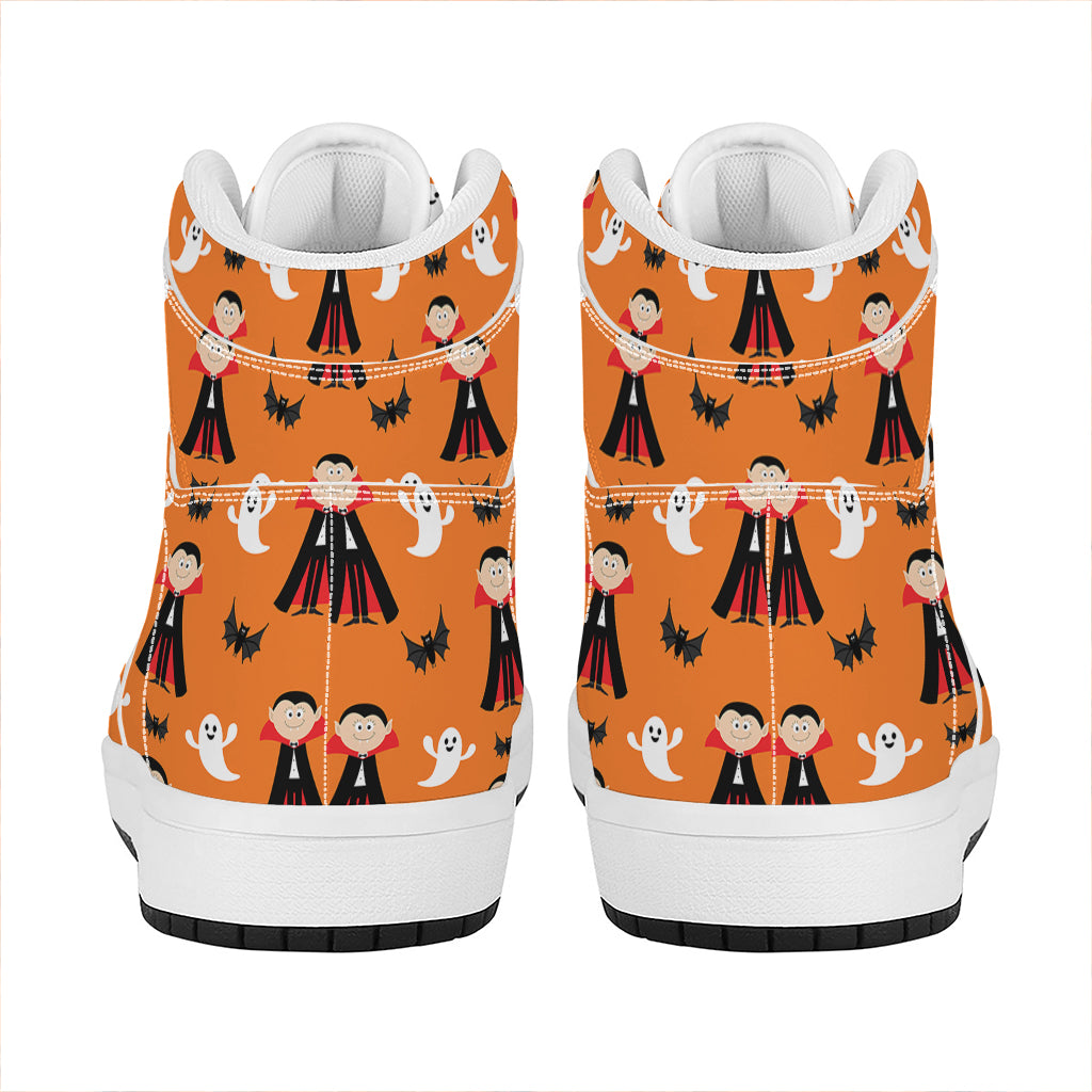 Cartoon Dracula Pattern Print High Top Leather Sneakers